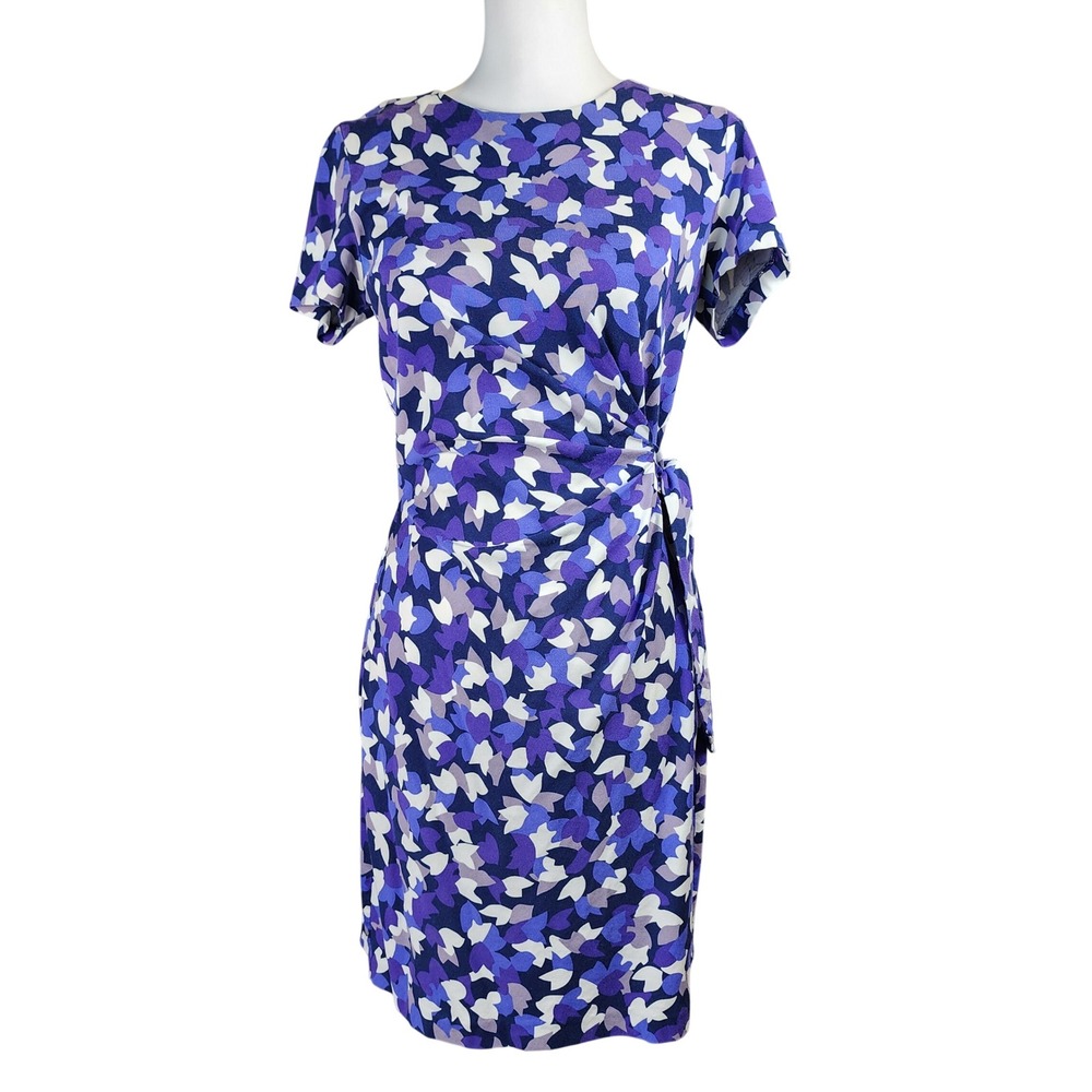 Diane von Furstenberg Zoe Dress Womens 8 Leaf Dance Purple Orchid Cotton Silk